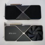 RTX 5090 vs RTX 4090 GPU side-by-side with Stable Diffusion interface in the background