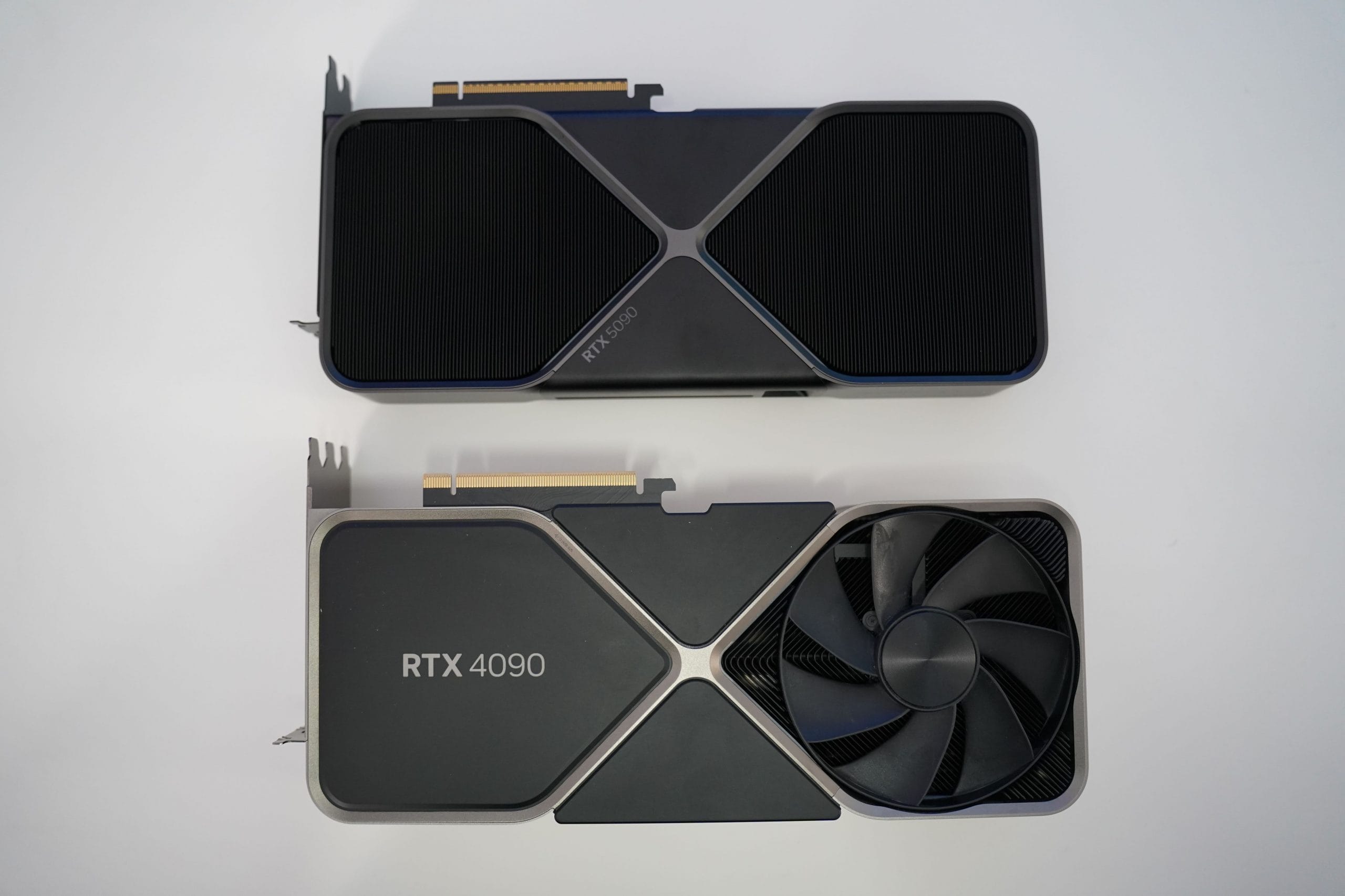 RTX 5090 vs RTX 4090 GPU side-by-side with Stable Diffusion interface in the background