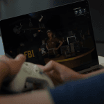 Cloud gaming setup in 2025 with a wireless controller and screen