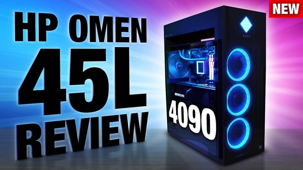 HP Omen 45L gaming PC with RGB lighting and liquid cooling