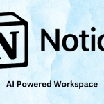 Notion AI 2025 interface on laptop showing writing and planning features