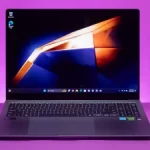 Samsung Galaxy Book4 Ultra 2025 open on a desk with editing software running