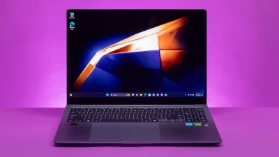 Samsung Galaxy Book4 Ultra 2025 open on a desk with editing software running
