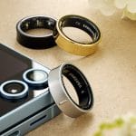 Samsung Galaxy Ring 2025 worn on hand, paired with smartphone health app
