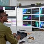 futuristic workspace with top tech gadgets