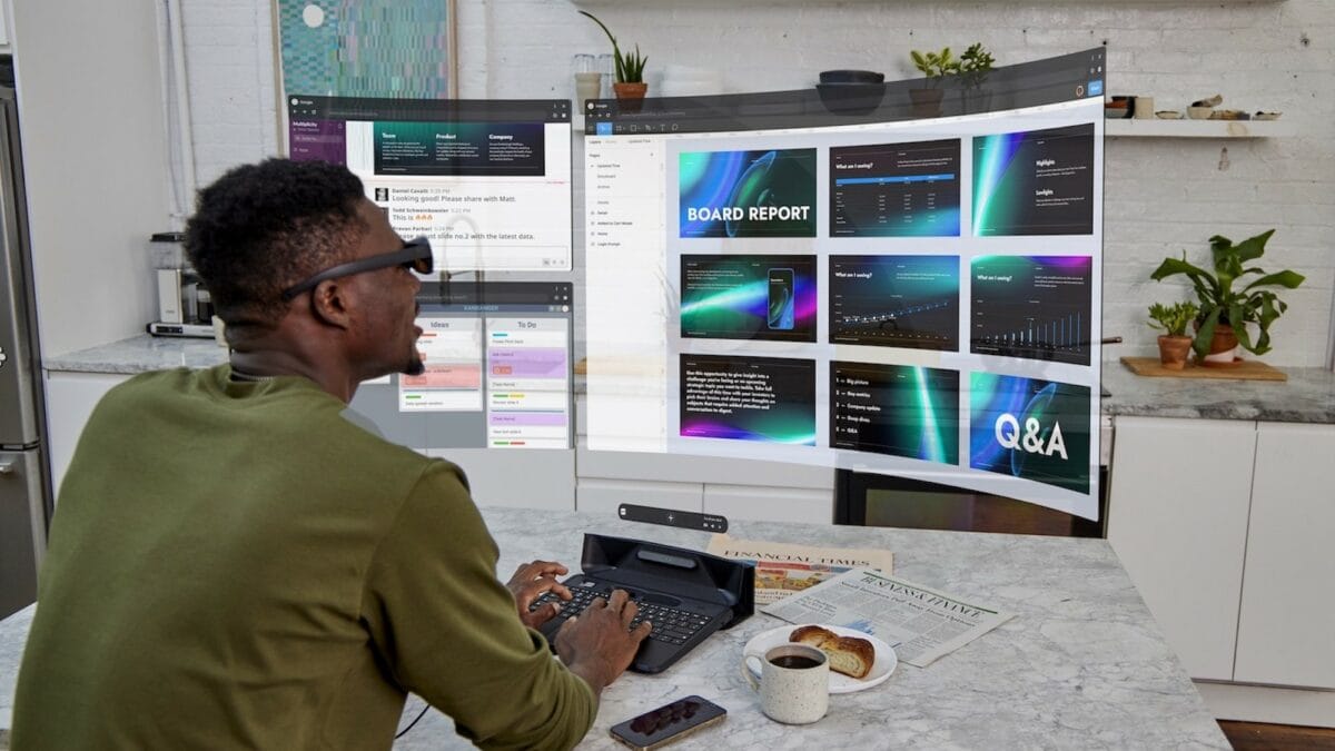 futuristic workspace with top tech gadgets